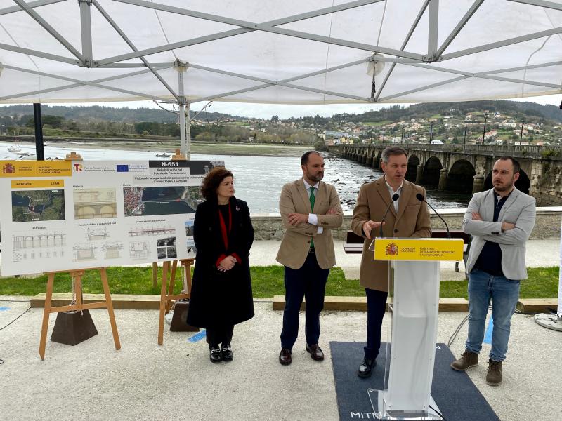 José Miñones certifica en Pontedeume cómo el Plan de Recuperación del Gobierno garantizará con 8,3 M€ la movilidad sostenible y segura de la ciudadanía al paso por el puente sobre el río Eume 