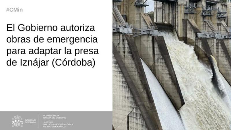 El Gobierno autoriza obras de emergencia para adaptar la presa de Iznájar frente a episodios prolongados de sequía