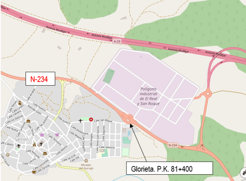 Mitma formaliza las obras de mejora de glorieta de Sarrión (Teruel), en la N-234, por 366.836 euros