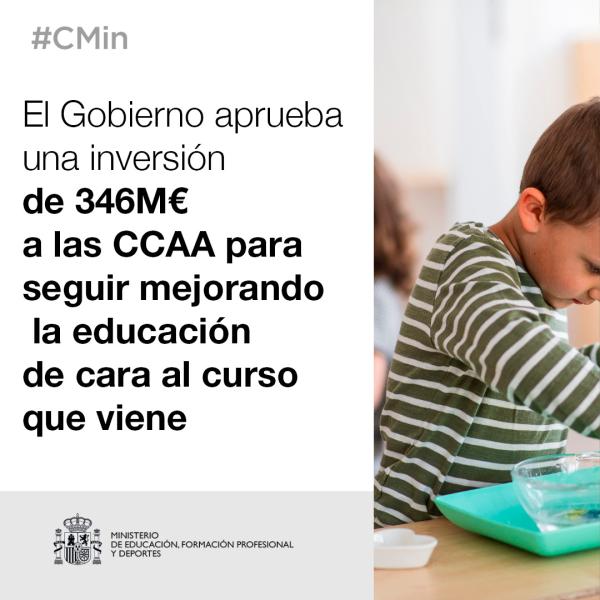 El Gobierno destina 11 millones de euros a Aragón para continuar mejorando la educación de cara al próximo curso escolar