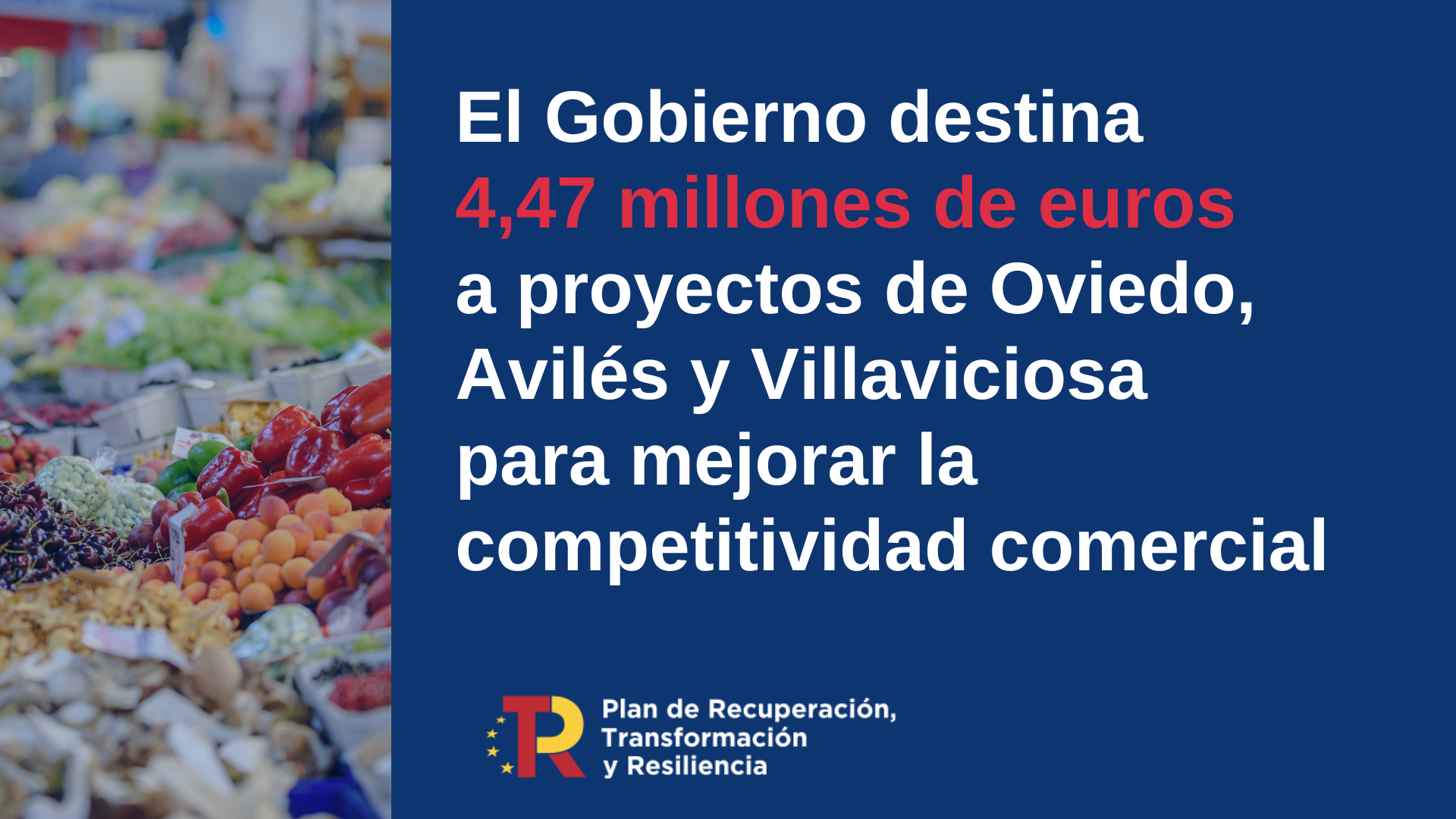 El Ministerio de Industria, Comercio y Turismo concede 4,47 millones de euros a proyectos de Oviedo, Avilés y Villaviciosa para impulsar la competitividad del sector comercial