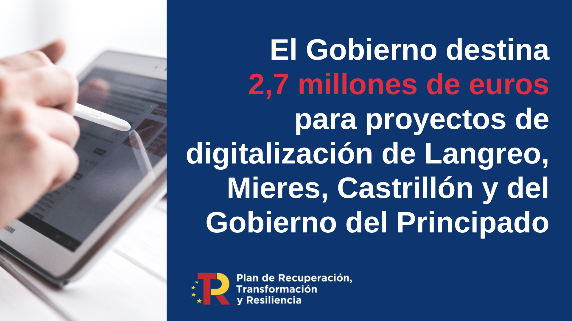 Asturias recibirá 2,7 millones de euros para proyectos de digitalización en 2022