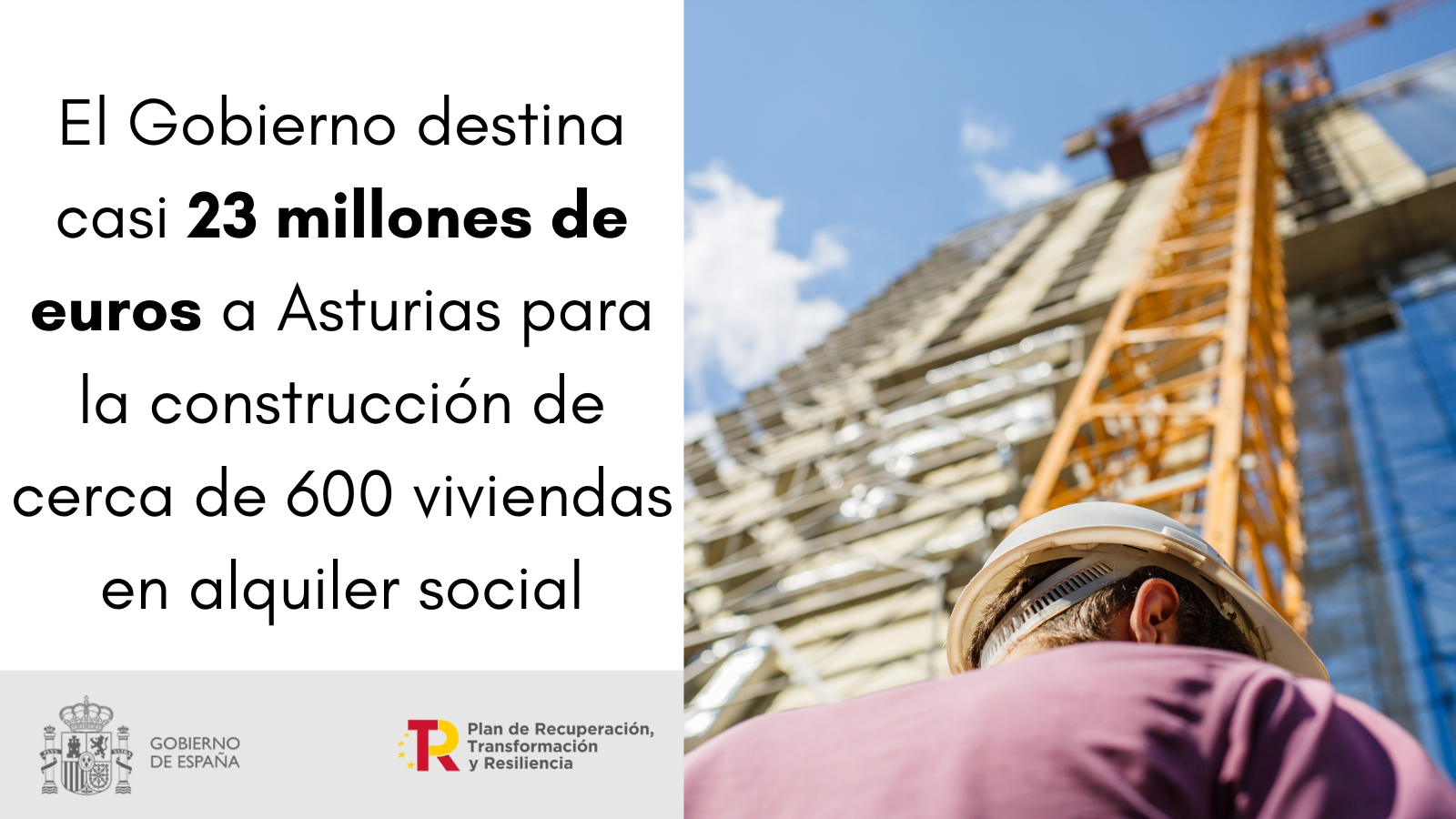 El Gobierno destina casi 23 millones de euros a Asturias para la construcción de cerca de 600 viviendas en alquiler social