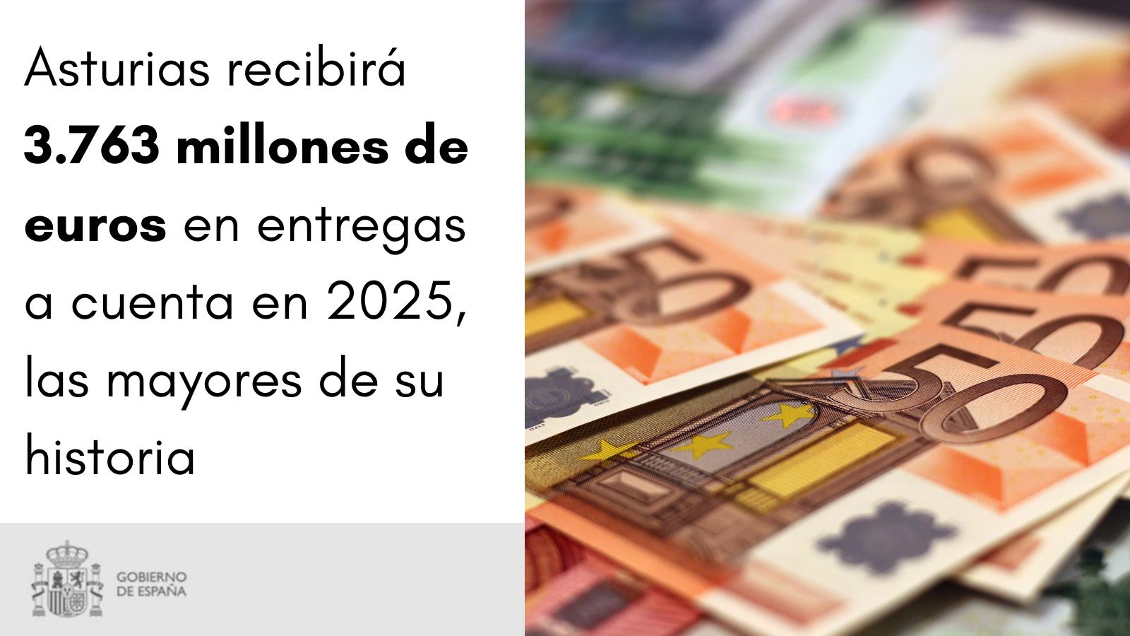 Hacienda comunica a Asturias que recibirá 3.763 millones de euros en entregas a cuenta en 2025, las mayores de su historia