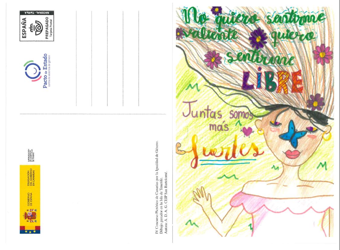 La Delegación del Gobierno invita a las niñas y niños de Canarias a viralizar su mensaje por la igualdad y contra la Violencia de Género a través de más de 6.000 postales de Correos