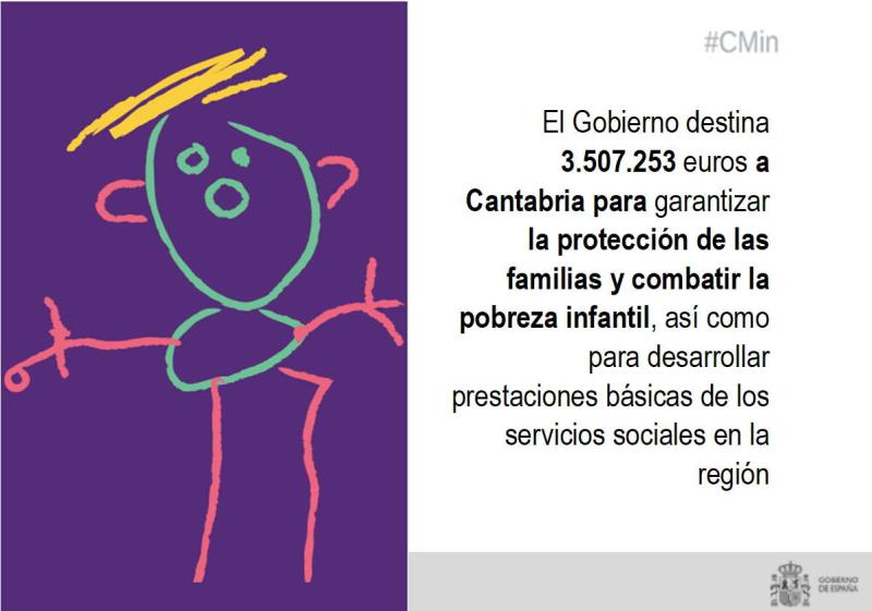 El Gobierno destina más de 3,5 millones de euros a Cantabria para combatir la pobreza infantil y garantizar la protección familiar y las prestaciones básicas de servicios sociales