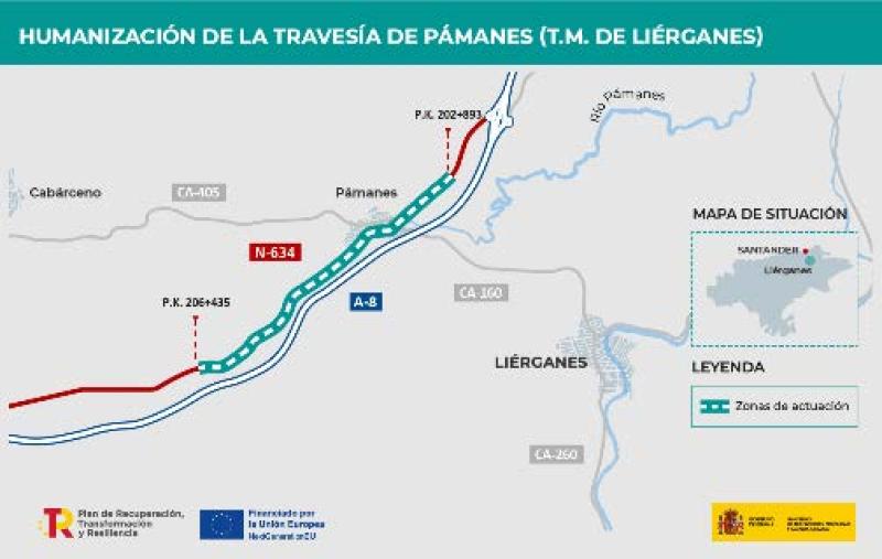 Mitma adjudica por 590.562 euros las obras de humanización de la carretera N-634 a su paso por la localidad cántabra de Pámanes 