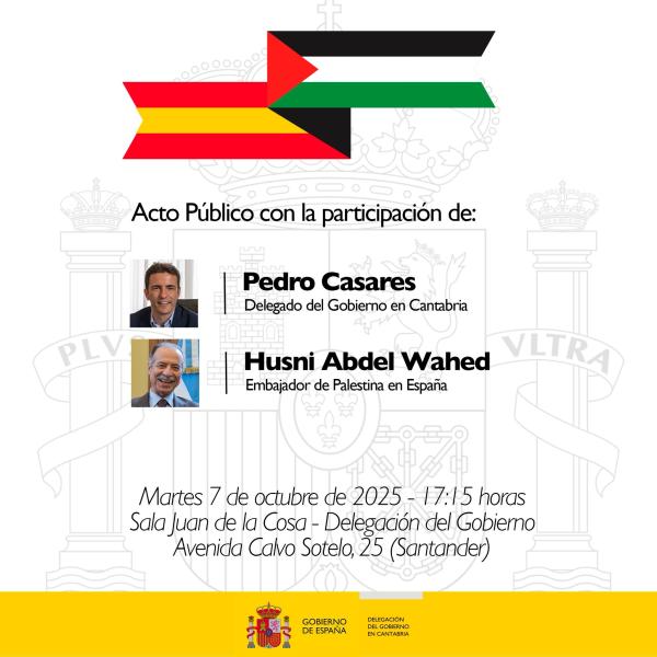 La Delegación del Gobierno organiza el martes un acto público con el embajador de Palestina en España La Delegación del Gobierno organiza el martes un acto público con el embajador de Palestina en España