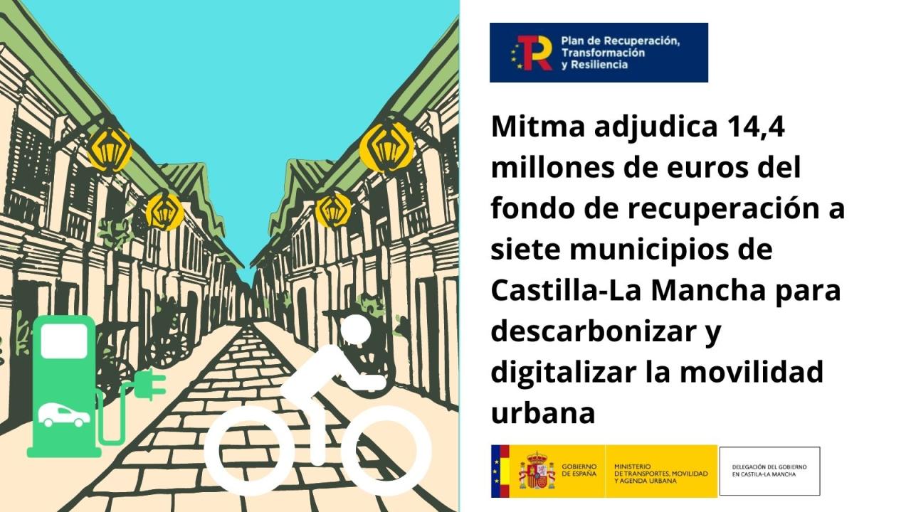 Mitma adjudica 14,4 millones de euros del fondo de recuperación a siete municipios de Castilla-La Mancha para descarbonizar y digitalizar la movilidad urbana