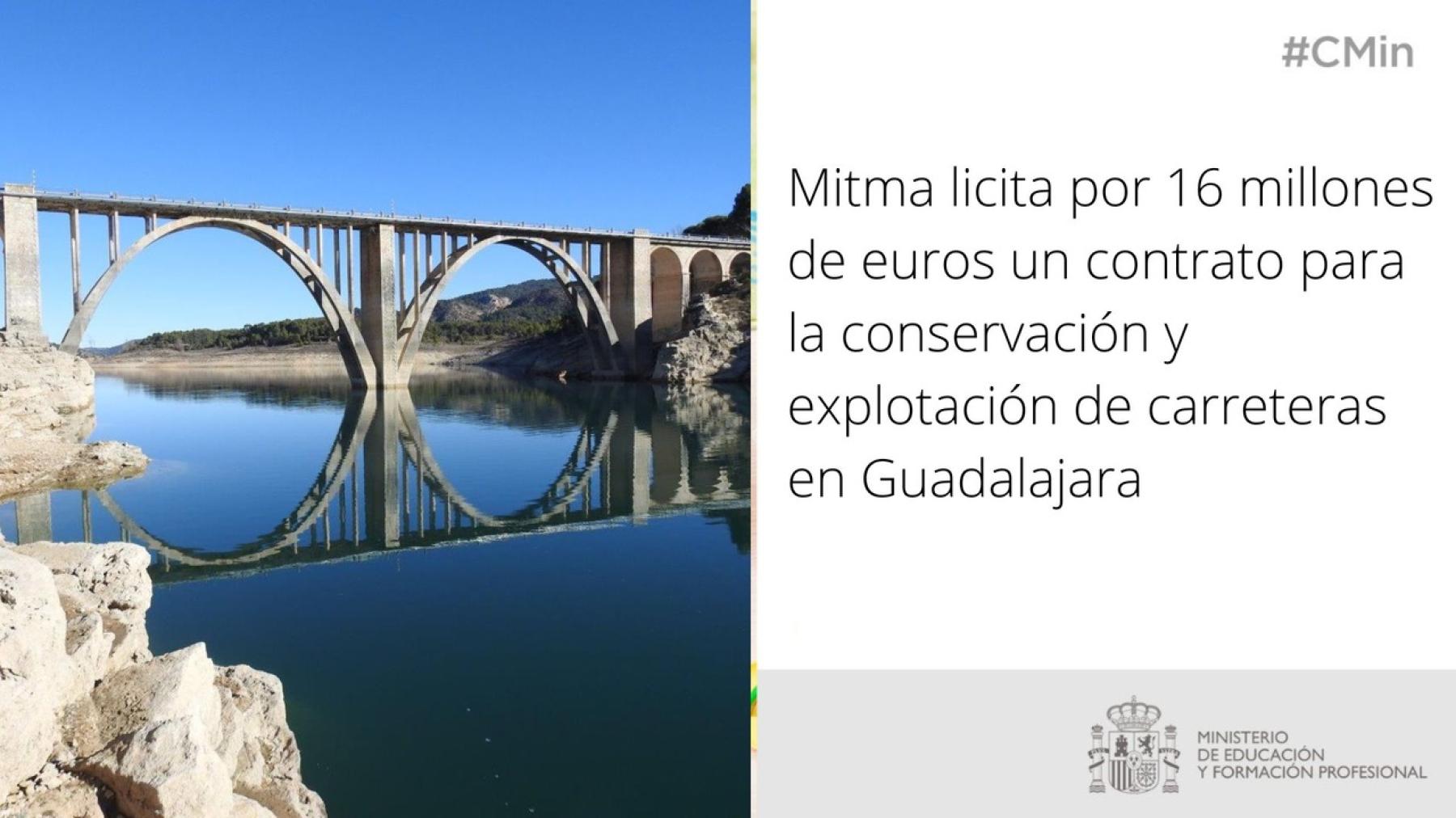 Mitma licita por 16 millones de euros un contrato para la conservación y explotación de carreteras en Guadalajara