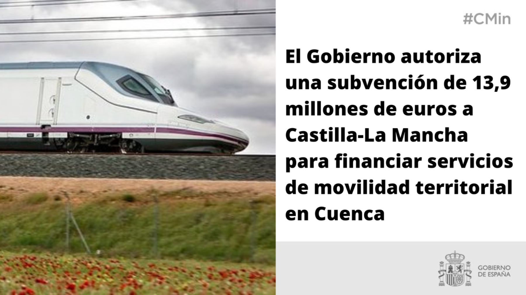 El Gobierno autoriza una subvención de 13,9 millones de euros a Castilla-La Mancha para financiar servicios de movilidad territorial en Cuenca
