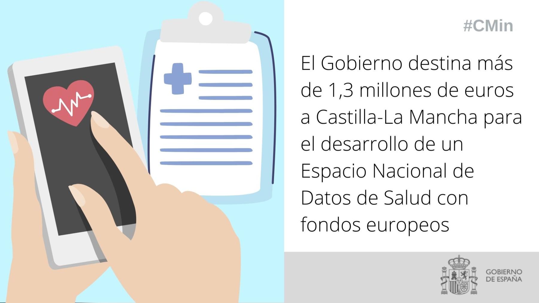 El Gobierno destina más de 1,3 millones de euros a Castilla-La Mancha para el desarrollo de un Espacio Nacional de Datos de Salud con fondos europeos