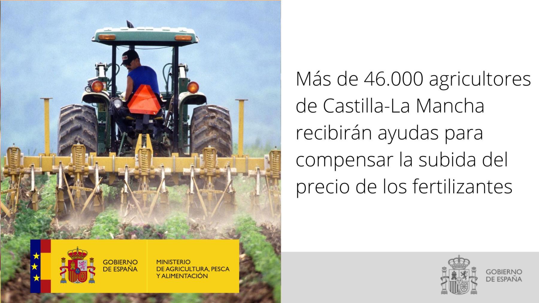 Más de 46.000 agricultores de Castilla-La Mancha recibirán ayudas para compensar la subida del precio de los fertilizantes