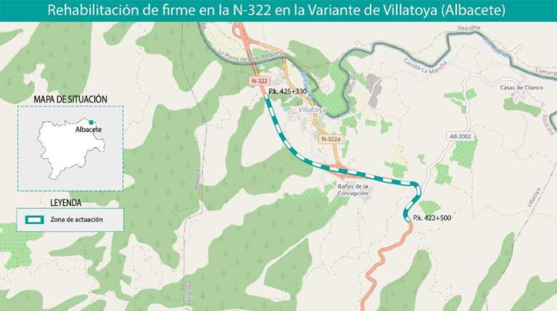Mitma formaliza por 455.512 euros la rehabilitación del firme de la Variante de Villatoya en la carretera N-322