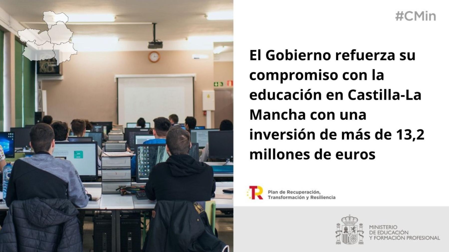El Gobierno refuerza su compromiso con la educación en Castilla-La Mancha con una inversión de más de 13,2 millones de euros