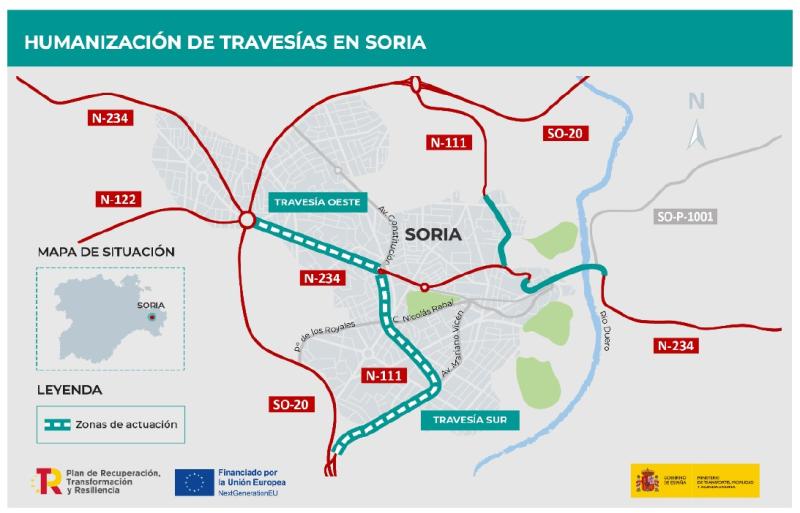 Mitma formaliza por más de 12 millones de  euros las obras de humanización de las  travesías oeste y sur de Soria