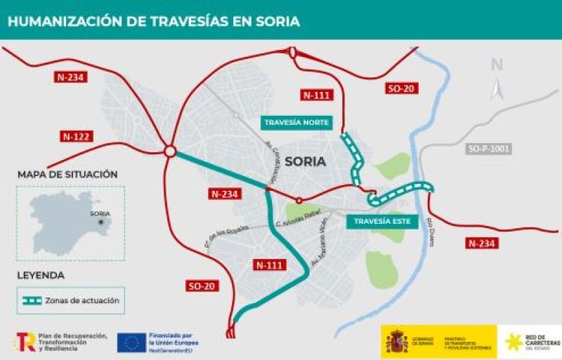 Transportes adjudica por 7,3 millones de  euros las obras de humanización de las  travesías norte y este de Soria