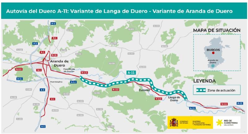 El Gobierno autoriza licitar por 175 millones  de euros las obras de la autovía A-11 entre  Langa de Duero y Aranda de Duero
