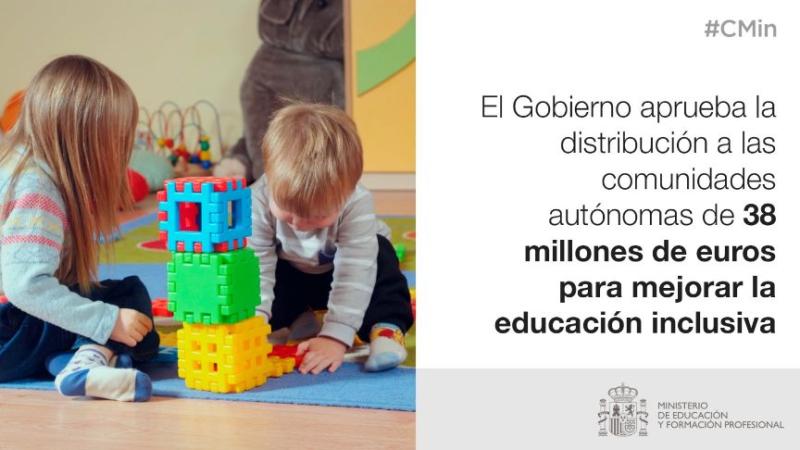 El Gobierno destinará casi 4 millones de euros a la mejora de la educación inclusiva en la Comunitat Valenciana