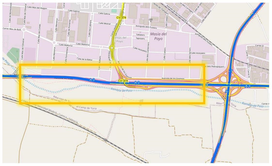 Mitma aprueba provisionalmente el proyecto de trazado para mejorar la conexión entre la autovía A-3 y el By-pass de la autovía A-7