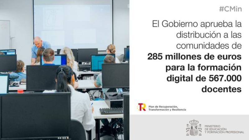 El Gobierno destina más de 33 millones de euros a la Comunitat Valenciana para la formación digital del profesorado y el apoyo al alumnado con necesidades