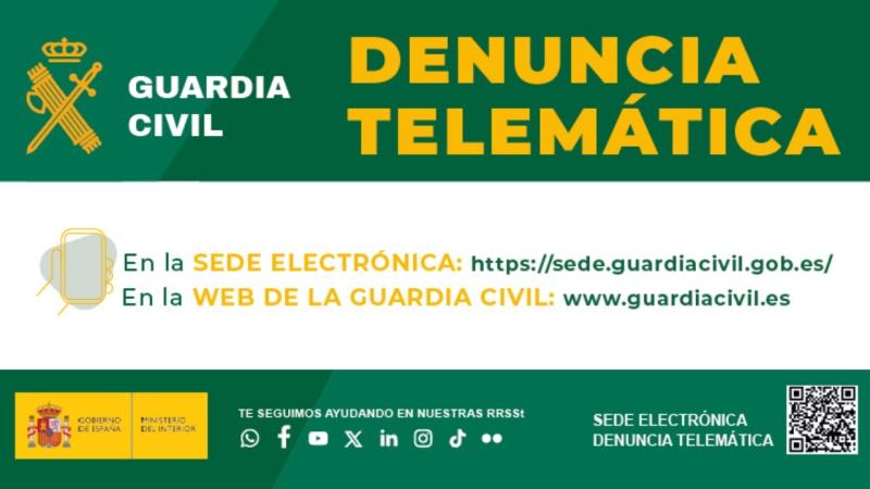 La Guardia Civil pone en marcha la denuncia telemática completa sin tener que acudir a una instalación oficial