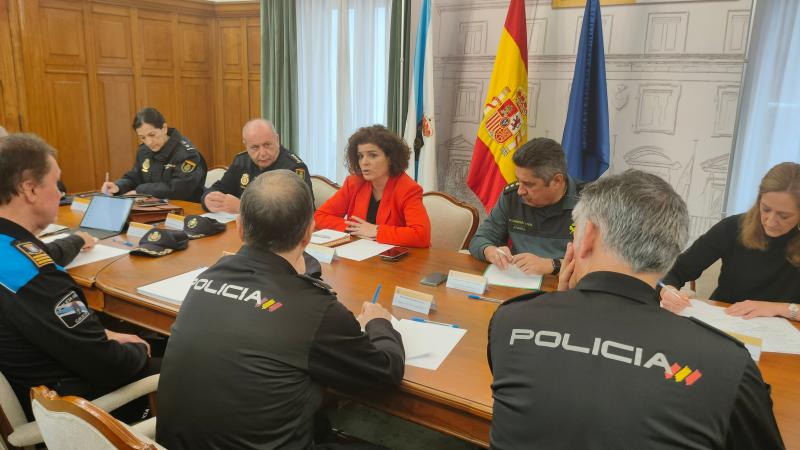 María Rivas coordina con Policía Nacional y Guardia Civil el dispositivo preventivo diseñado para garantizar la operatividad del transporte en la provincia de A Coruña