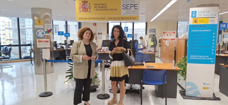 María Rivas supervisa o funcionamento das oficinas do *SEPE en Ferrol nas que o Goberno investiu 1,1*M€ a través do Plan *Renove do Ministerio de Traballo e Economía Social