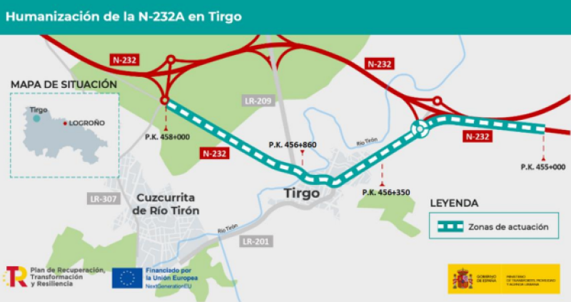 Mitma formaliza por más de un millón de euros las obras de humanización de la carretera N-232A a su paso por Tirgo