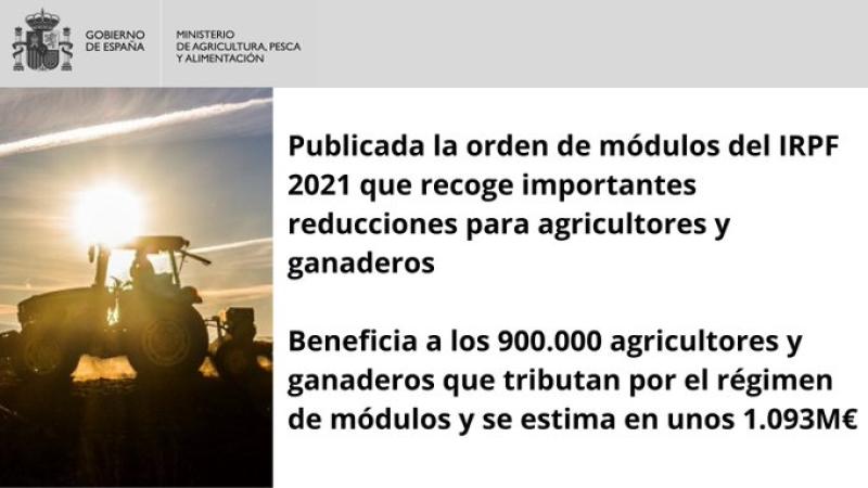 La reducción de módulos en el régimen de <br/>estimación agraria del IRPF 2021 en la <br/>Comunidad de Madrid beneficia a los sectores <br/>ganaderos y productores de uva
