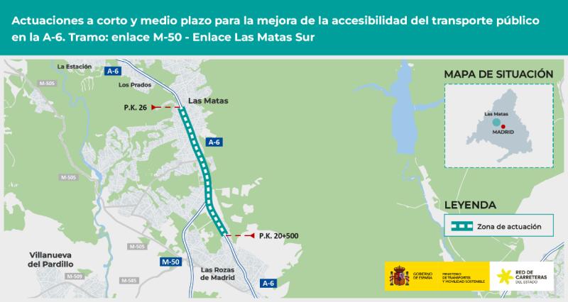 Imagen del artículo Transportes aprueba provisionalmente el proyecto para potenciar el transporte público de la A-6 entre la M-50 y Las Matas Sur por 32 millones