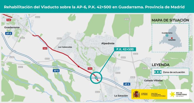 Transportes adjudica la rehabilitación del viaducto sobre la
AP-6 en Guadarrama