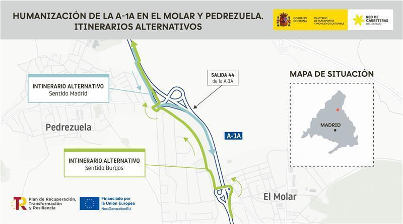 Transportes avanza en las obras de humanización de la A-1A, a su paso por El Molar y Pedrezuela, con un presupuesto de 11 millones de euros