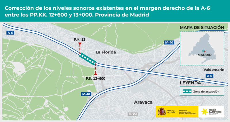 Transportes licita por 1 millón de euros un contrato de obras para la corrección de los niveles sonoros de la A-6 en Moncloa-Aravaca Transportes licita por 1 millón de euros un contrato de obras para la corrección de los niveles sonoros de la A-6 en Moncloa-Aravaca