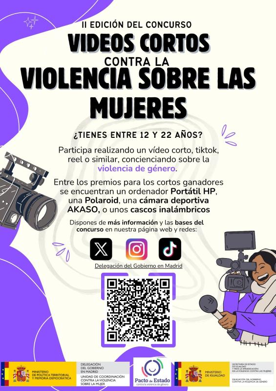 II CONCURSO VÍDEOS CORTOS CONTRA LA VIOLENCIA SOBRE LAS MUJERES DE LA DELEGACIÓN DEL GOBIERNO EN MADRID 2024.