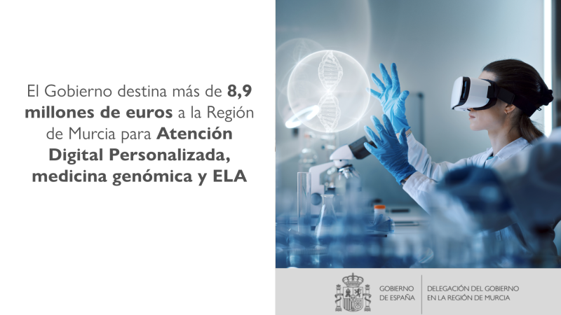 El Gobierno destina más de 8,9 millones de euros a la Región de Murcia para Atención Digital Personalizada, medicina genómica y ELA