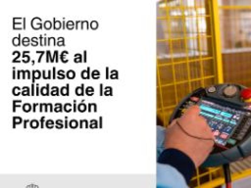 El Gobierno destina más de 900.000 euros a la Región de Murcia para impulsar la calidad de la Formación Profesional