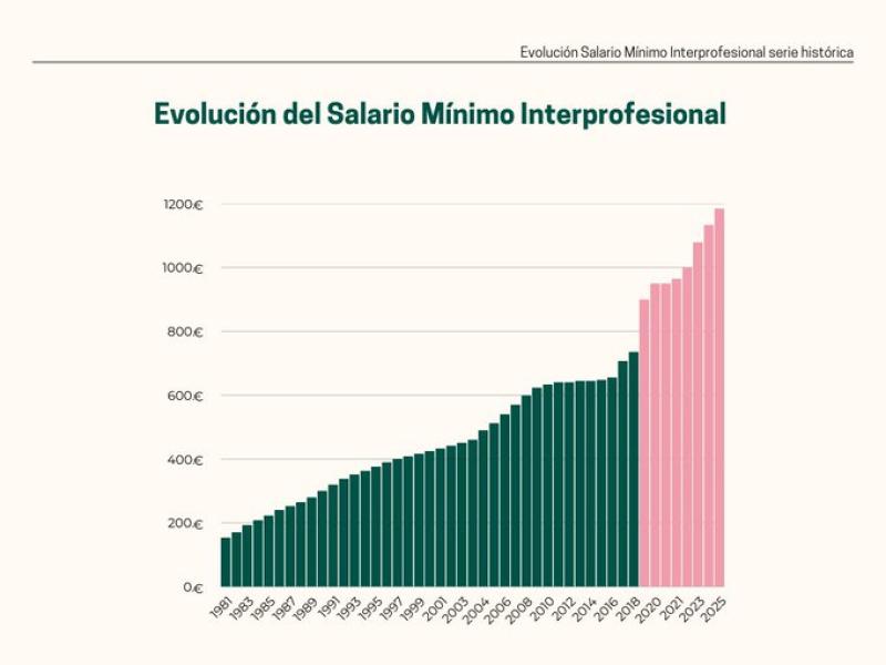 Gráfico con la subida del Salario Mínimo Interprofesional