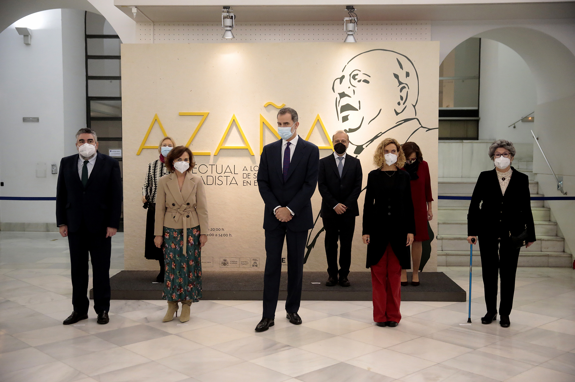 Calvo acompaña al Rey Felipe VI en la inauguración de la exposición conmemorativa de Manuel Azaña, el presidente de la II República