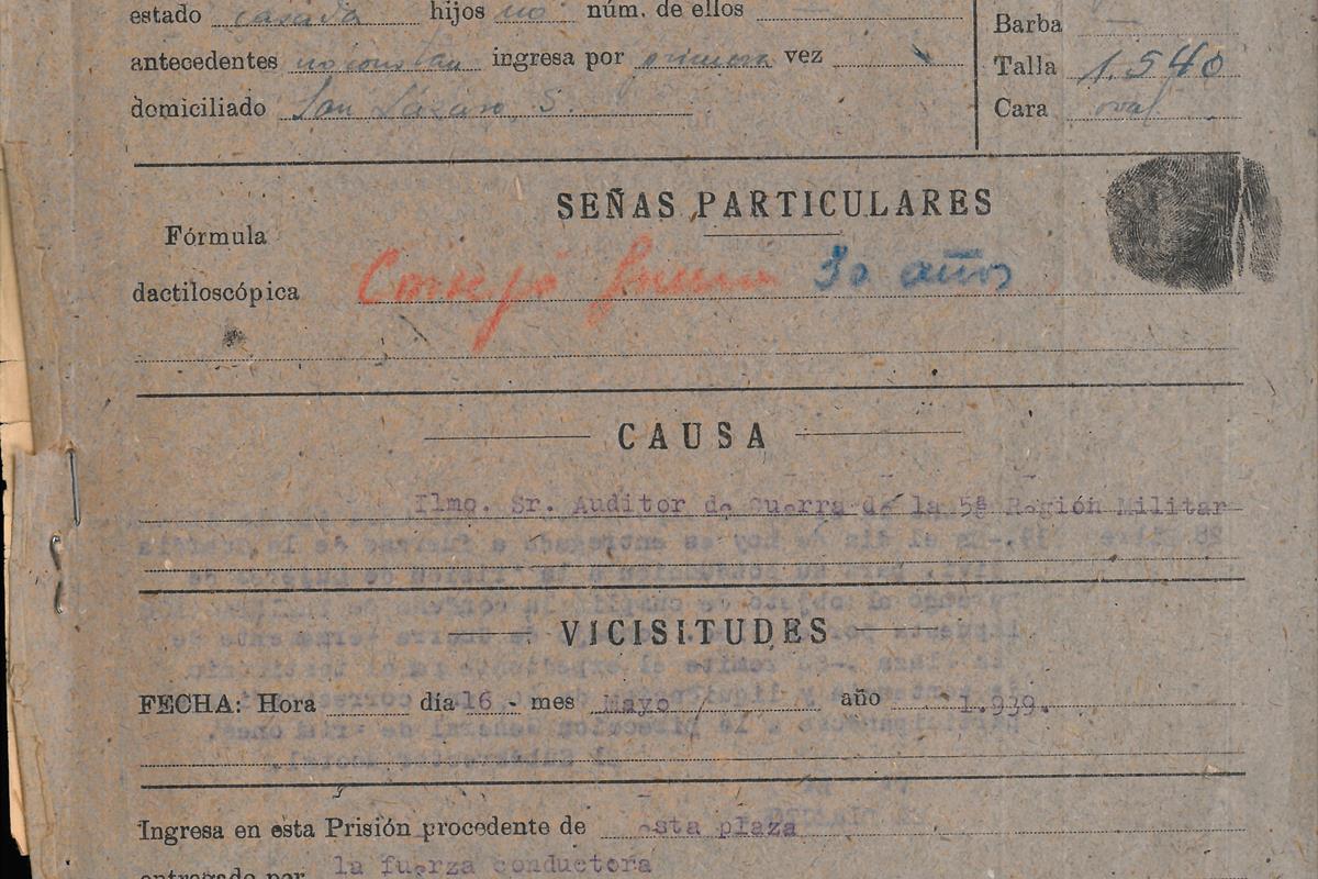 Junta de Comunidades de Castilla-La Mancha/Archivo Histórico Provincial de Guadalajara Expediente penitenciario de Tomasa Cuevas Gutiérrez. 1939-1945 Prisión Provincial de Guadalajara.
